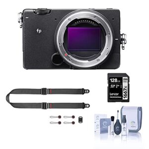 sigma fp mirrorless digital camera, bundle with lexar 128gb sd memory card & peak design slidelite strap