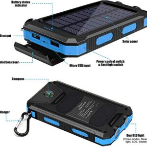 Solar Charger,20000mAh Portable Solar Power Bank,Waterproof External Backup Battery Power Pack Charger with 2 USB/LED Flashlights Compatible with iPhone,Tablet,Android,Suitable for Outdoor Camping