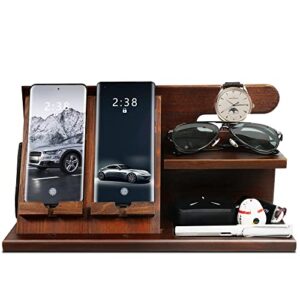 gifts for men wood phone docking station for men nightstand organizer key holder wallet stand watch husband wife anniversary dad man birthday