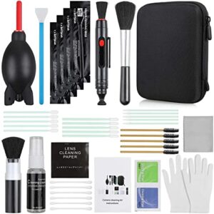 temery 17-in-1 camera cleaning kit for dslr cameras (canon, nikon,sony), with air blower/cleaning pen/detergent/cleaning cloth/lens brush/carry case
