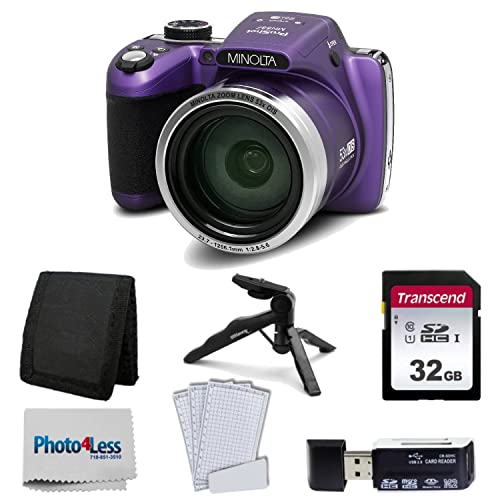 Minolta MN53 Digital Camera (Purple) + 32GB SD Memory Card + Tri-fold Memory Card Wallet + Table Tripod Hand Grip + Hi-Speed SD USB Card Reader