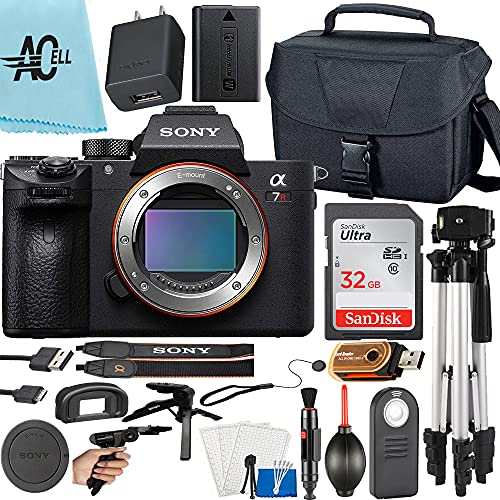 Sony Alpha a7R III Mirrorless Digital Camera (Body Only) + SanDisk 32GB Memory Card, Case, Tripod and A-Cell Accessory Bundle (18pc Bundle) (32GB Memory Card)