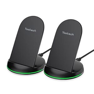 yootech [2 pack] wireless charger 10w max wireless charging stand, compatible with iphone 14/14 plus/14 pro/14 pro max/13/13 mini/13 pro max/se 2022/12/11/x/8,galaxy s22/s21/s20/s10(no ac adapter)