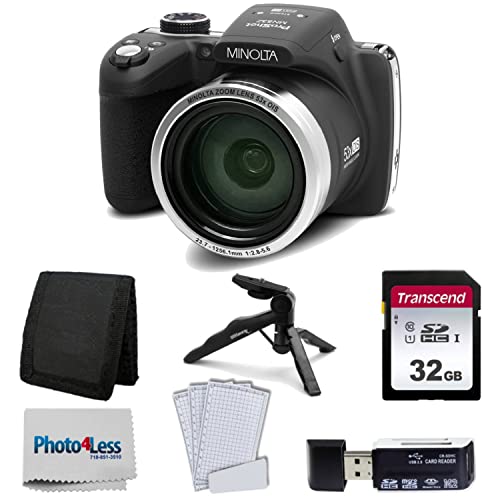 Minolta MN53 Digital Camera (Black) + 32GB SD Memory Card + Tri-fold Memory Card Wallet + Table Tripod Hand Grip + Hi-Speed SD USB Card Reader