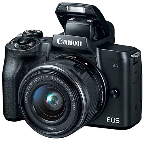 Canon EOS M50 Mirrorless Digital Camera Video Kit with 15-45mm Zoom Lens + Shot-Gun Microphone 6 + LED Always on Light+ 128GB Card, Gripod, Case, and More (18pc Video Bundle)