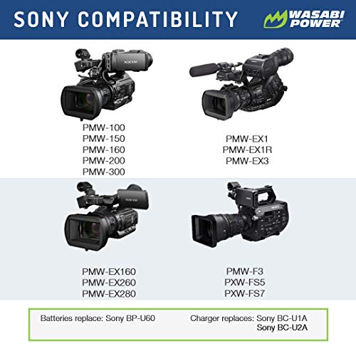 Wasabi Power Battery for Sony BP-U60 and Sony PMW-100, PMW-150, PMW-160, PMW-200, PMW-300, PMW-EX1, PMW-EX1R, PMW-EX3, PMW-EX160, PMW-EX260, PMW-EX280, PMW-F3, PXW-FS5, PXW-FS7