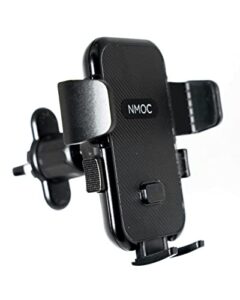 nmoc [upgraded] polycarbonate air vent cell phone holder for car, hands free mount with adjustable steel hook, compatible with most smart phones including iphone 14 13 galaxy s22 s21 s20 and more