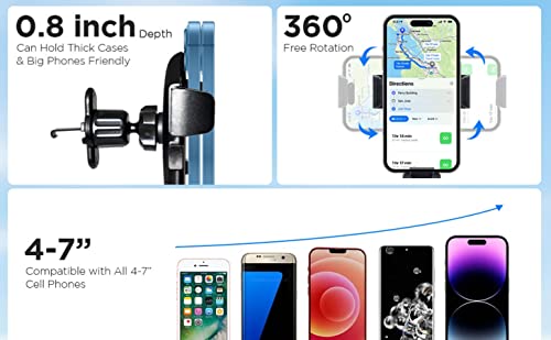 NMOC [Upgraded] Polycarbonate Air Vent Cell Phone Holder for Car, Hands Free Mount With Adjustable Steel Hook, Compatible With Most Smart Phones Including iPhone 14 13 Galaxy S22 S21 S20 And More