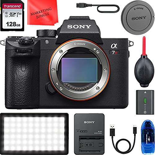 Sony Alpha a7R III Mirrorless Digital Camera Black (Body Only) Bundle, Starter Kit + Accessories (LED Light, Memory Card, Cleaning Kit)