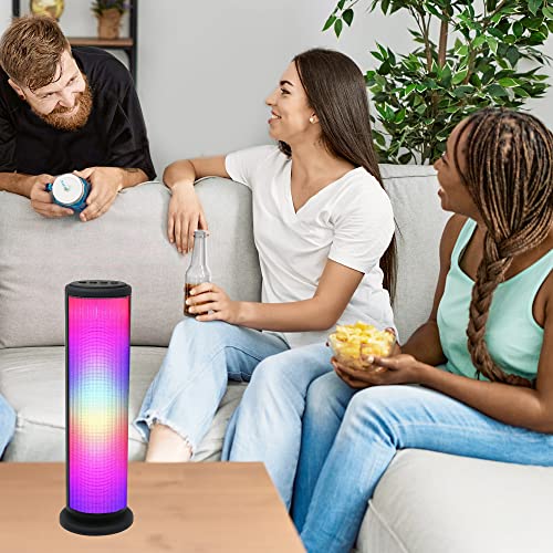 Aduro LED Wireless Speaker with Pulsating Lights, Wireless Color Changing Portable Outdoor Party Tower Speaker Universal, Black
