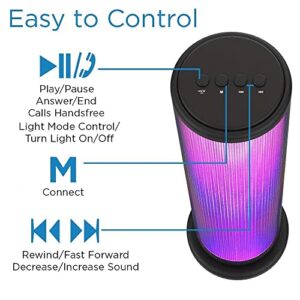 Aduro LED Wireless Speaker with Pulsating Lights, Wireless Color Changing Portable Outdoor Party Tower Speaker Universal, Black