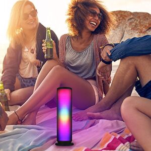 Aduro LED Wireless Speaker with Pulsating Lights, Wireless Color Changing Portable Outdoor Party Tower Speaker Universal, Black