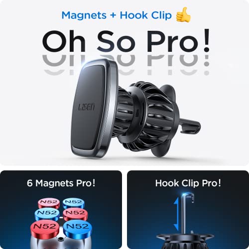 LISEN Magnetic Car Mount, [Easily Install] Car Phone Holder Mount [6 Strong Magnets] Cell Phone Holder for Car [Case Friendly] iPhone Car Holder Metal Plate Sprada