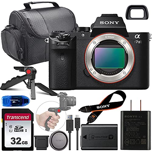 Sony Alpha a7 II Mirrorless Digital Camera (ILCE7M2/B) Body Kit + 32GB High Speed Memory Package with Shoulder Case, Pistol Grip Tripod and USB Card Reader