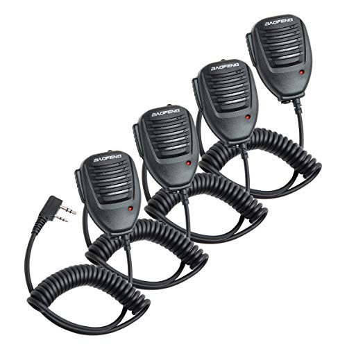 BAOFENG Two Way Radio Handheld Speaker Mic Microphone, Remote Shoulder Mic UV-5R BF-888S UV-82 UV-S9 BF-F8HP UV-10R UV-11R BF-H6 GT-3 GM-15PRO Ham Two Way Radio Walkie Talkie (4 Pack)