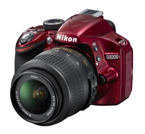 Nikon D3200 24.2 MP CMOS Digital SLR with 18-55mm f/3.5-5.6 AF-S DX VR NIKKOR Zoom Lens (Red)