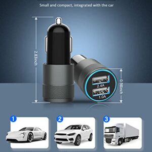 [Apple MFi Certified] iPhone Car Charger,3.4a Fast Charge Dual Port USB Cargador Carro Lighter Adapter USB Car Charger iPhone Metal Cigarette Lighter [2Pack] Lightning Cable for iPhone/iPad/Airpods