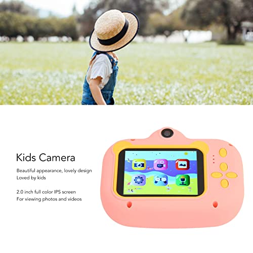 Kids Digital Camera, 30fps Full Color IPS Screen Kids Camera 1080P Cute Cartoon Design Lightweight for Holiday Travel (Pink)