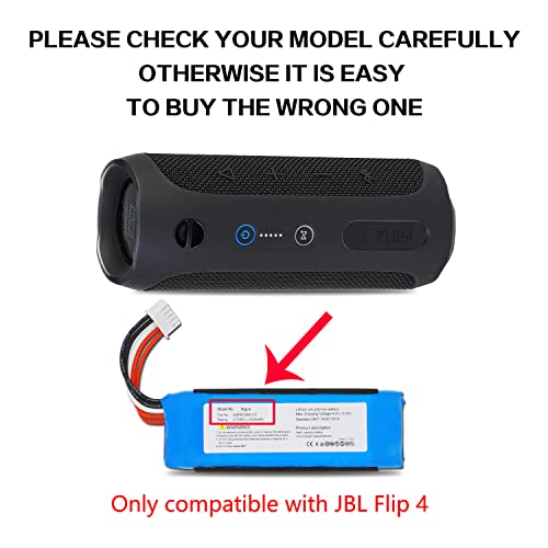 QaoMrt 4000mAh High Capacity Replacement Battery for JBL Flip 4, JBL Flip 4 Special Edition, JBL GSP872693 01 Speaker with Repair Tool Kit (Model No: Flip 4, Part No: GSP872693 01)