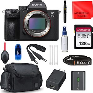 sony alpha a7 iii mirrorless digital camera black (body only) bundle, starter kit + accessories (128gb memory card, cleaning kit, gadget bag)