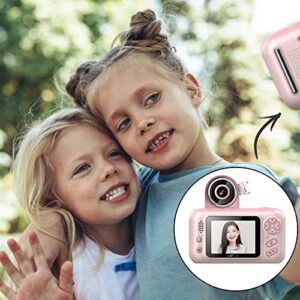 Christmas Children's Digital Camera 3-10 Years Old Christmas Birthday Gift 2.4 Inch 1080P Toddler Camera Portable Handheld Reversible Children's Digital 32GB Memory Camer, Gift for