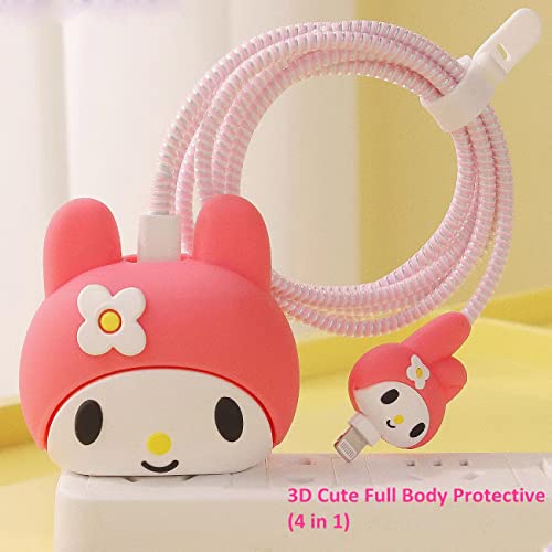 CARREHOME Cute Protective Case for Apple 20W USB-C Adapter Charger, 3D Cartoon Protective Cover, Cable Protector Sleeve for iPhone Charger (Pink Girl)