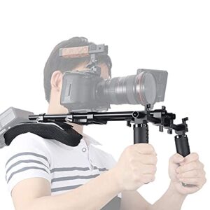 NICEYRIG 15mm Shoulder Pad Support System for DSLR Camera Cinema Camcorder, Shoulder Mount Rig with Base Plate, Aluminum Alloy 16'' 15mm Rod, Handle Set - 435