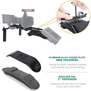 NICEYRIG 15mm Shoulder Pad Support System for DSLR Camera Cinema Camcorder, Shoulder Mount Rig with Base Plate, Aluminum Alloy 16'' 15mm Rod, Handle Set - 435