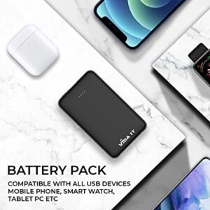 Vida IT Compact Power Bank Portable Charger for Samsung Galaxy S21 S20 S10 S7 Edge Google Pixel 6 6A 5 4 4A Motorola LG Android Cell Phone USB-C External Battery Pack 5000mAh with Built-in Cable