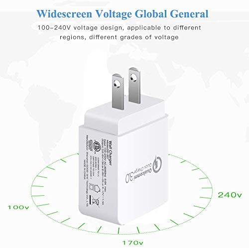 Quick Charge 3.0, 18W USB Wall Charger QC 3.0 Adapter 3A Fast Charger Compatible with iPhone 12 11 Pro X XR XS Max | Galaxy S21 S20 FE S10 S10e S9 S8 Note 20 Ultra 10 9 8 | Pixel 5-4A-4-3-2-XL Phones