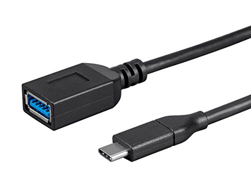 Monoprice USB & Lightning Cable - 0.15 Meter - Black | Essentials 3.1 USB-C to USB-A Female Gen 1, 3A, 5 Gbps, for Samsung Galaxy S9 S8 Note 8, Pixel, LG V30 G6 G5, Nintendo Switch - Select Series