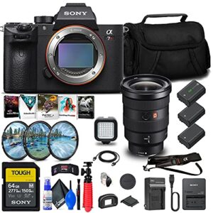 sony alpha a7r iva mirrorless digital camera (body only) (ilce7rm4a/b) + sony fe 16-35mm lens + 64gb memory card + corel photo software + case + 2 x np-fz100 compatible battery + more (renewed)