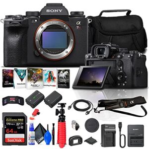 sony alpha a7r iiia mirrorless digital camera (body only) (ilce7rm3a/b) + 64gb memory card + corel photo software + case + np-fz100 compatible battery + external charger + card reader + more (renewed)