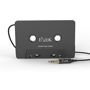 elook car cassette aux adapter, 3.5mm universal audio cable tape adapter for car, phone, mp3 ect. black