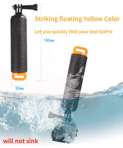 Floating Hand Grip Handle Mount and Steel-Cored Safety Wrist Strap GoPro Holder Mount Insta360 AKASO Underwater Camcorder Diving Surfing Snorkeling