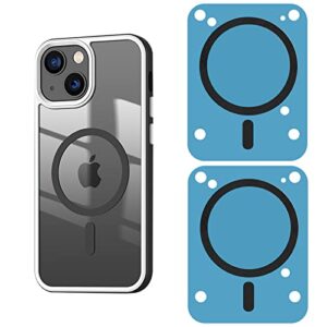 2pcs mgesafe magnet sticker, magnetic phone case sticker, compatible with magsafe accessories and qi wireless charger, suitable for all smart phones and iphone series (black)