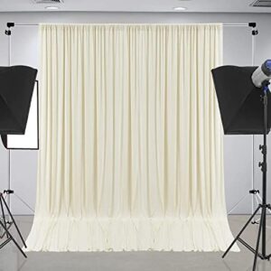 10 ft x 10 ft wrinkle free ivory backdrop curtain panels, polyester photography backdrop drapes, wedding party home decoration supplies