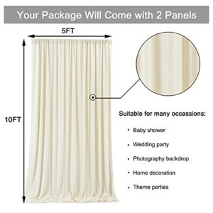 10 ft x 10 ft Wrinkle Free Ivory Backdrop Curtain Panels, Polyester Photography Backdrop Drapes, Wedding Party Home Decoration Supplies