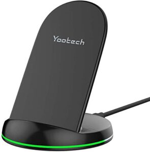 yootech wireless charger,10w max wireless charging stand, compatible with iphone 14/14 plus/14 pro/14 pro max/13/13 mini/13 pro max/se 2022/12/11/x/8, galaxy s22/s21/s20/s10(no ac adapter)