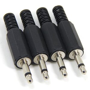 ancable 4-pack ts mono male plug 1/8″ 3.5mm solder type diy audio cable connector