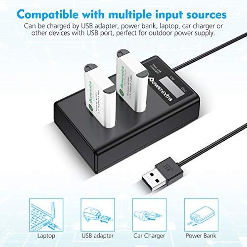 Powerextra 2 Pack Replacement Sony NP-BX1 Battery with Smart LCD Display Dual USB Charger for Sony NP-BX1/M8 and Sony Cyber-Shot DSC-RX100 (II/III/IV/V/VA/VI), ZV-1 and Other Models