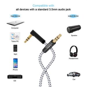 CableCreation 3.5mm Audio Cable [2-Pack 3Feet], Stereo Jack 3.5mm Aux Cable 90 Degree Compatible with Headphone, Phone, 2018 Mac Mini,Surface Dock, iPhones, Car Stereo & More