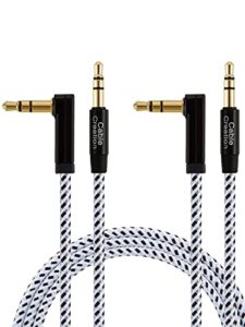 cablecreation 3.5mm audio cable [2-pack 3feet], stereo jack 3.5mm aux cable 90 degree compatible with headphone, phone, 2018 mac mini,surface dock, iphones, car stereo & more