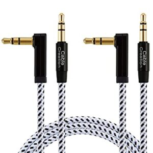 CableCreation 3.5mm Audio Cable [2-Pack 3Feet], Stereo Jack 3.5mm Aux Cable 90 Degree Compatible with Headphone, Phone, 2018 Mac Mini,Surface Dock, iPhones, Car Stereo & More