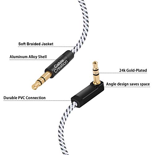 CableCreation 3.5mm Audio Cable [2-Pack 3Feet], Stereo Jack 3.5mm Aux Cable 90 Degree Compatible with Headphone, Phone, 2018 Mac Mini,Surface Dock, iPhones, Car Stereo & More