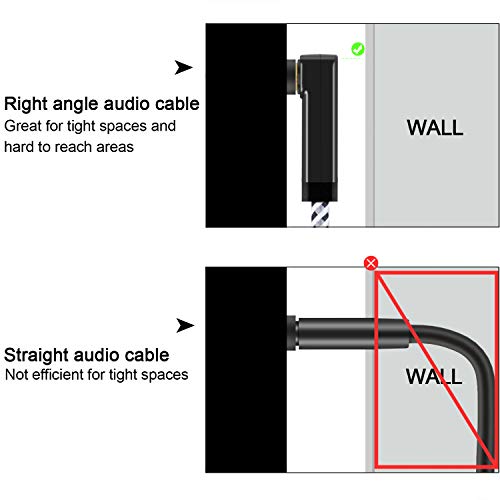 CableCreation 3.5mm Audio Cable [2-Pack 3Feet], Stereo Jack 3.5mm Aux Cable 90 Degree Compatible with Headphone, Phone, 2018 Mac Mini,Surface Dock, iPhones, Car Stereo & More