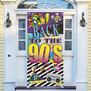 90s Themed Door Banner Party Decorations for Adults, 90's Hip Hop Theme Graffiti Birthday Door Backdrop Party Supplies, Back To The 90s Door Cover Photo Booth Props Decor Sign(72.8 x 35.4 inches)