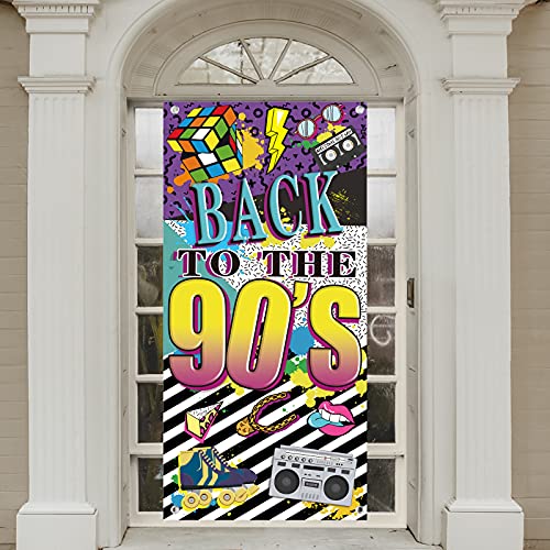 90s Themed Door Banner Party Decorations for Adults, 90's Hip Hop Theme Graffiti Birthday Door Backdrop Party Supplies, Back To The 90s Door Cover Photo Booth Props Decor Sign(72.8 x 35.4 inches)