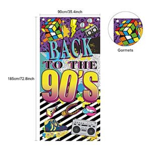 90s Themed Door Banner Party Decorations for Adults, 90's Hip Hop Theme Graffiti Birthday Door Backdrop Party Supplies, Back To The 90s Door Cover Photo Booth Props Decor Sign(72.8 x 35.4 inches)