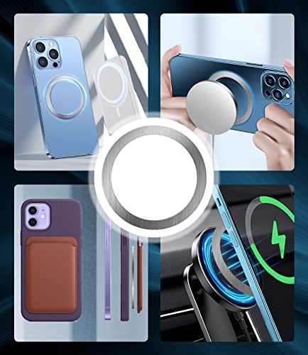 Cheukkee Adhesive Metal Ring Sticker,Mag Ring Circle Attachment for Phone Case,for Magsafe Magnetic Wireless Charging 6 Pack Compatible Cell Phone iPhone Pixel (Black+White+Gray+Sliver+Green+Purple)